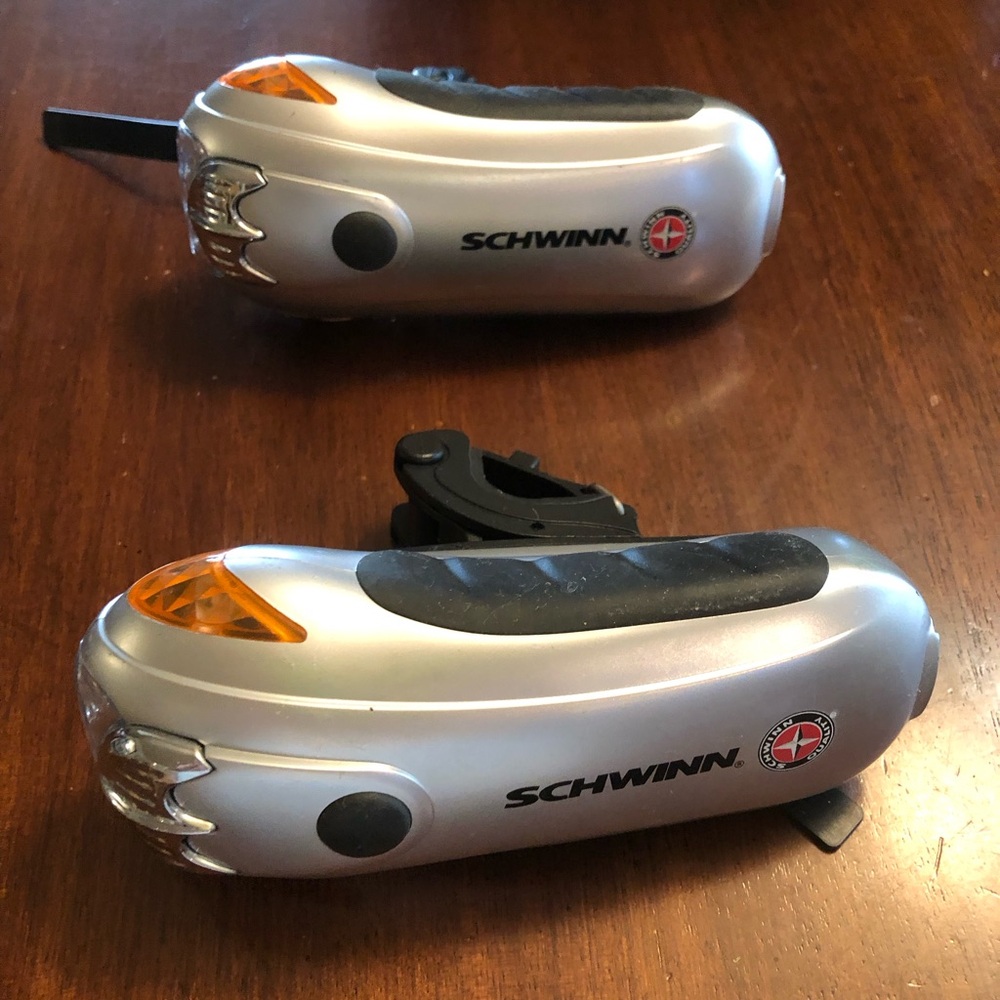 Schwinn Silver and Orange Bike Lights